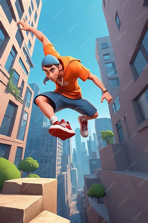 Premium Photo Parkour Expert Cartoon Character 3d Animation