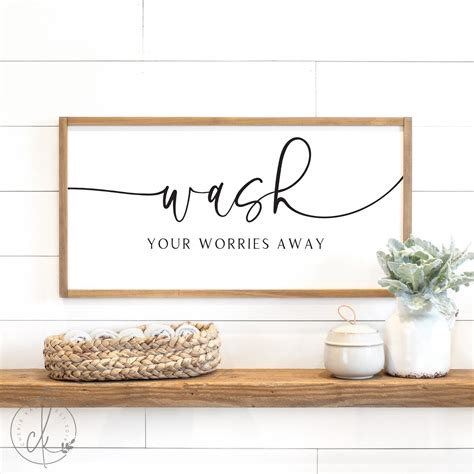 Bathroom Sign Wash Your Worries Away Sign Sign For Etsy