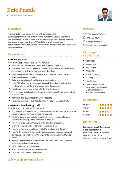 purchasing staff cv    resumekraft