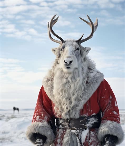 Premium Photo | Portrait of Santa Claus with reindeer antlers in winter