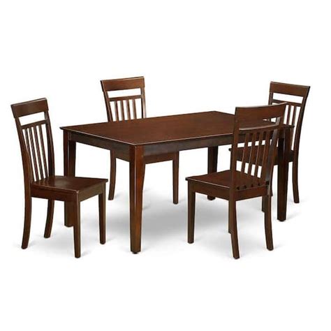 East West Furniture Piece Mahogany Finish Solid Wood Top Dining