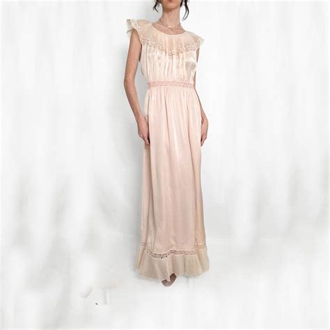 Vintage 30s Barbizon Pink Satin Maxi Slip Etsy