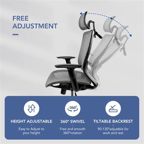 Flexispot Oc3b Ergonomic Executive Mesh Office Task Chair Swivel Height