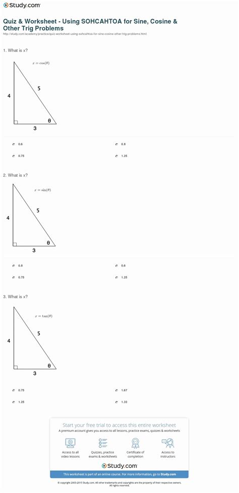 50 soh Cah toa Worksheet – Chessmuseum Template Library