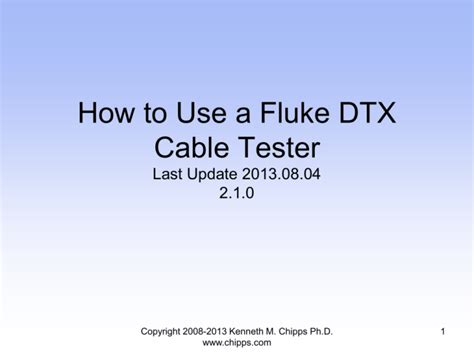 How to Use a Fluke DTX Cable Tester - Chipps