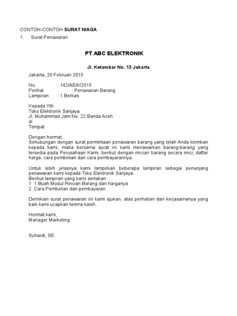 Detail Contoh Surat Niaga Permintaan Penawaran Koleksi Nomer 13