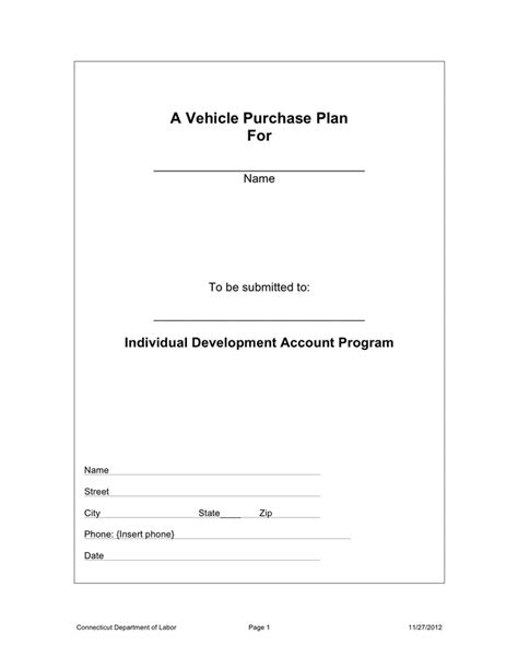 vehicle purchase plan template  word   formats