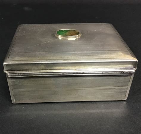 Tiffany And Co Sterling Silver Jewelry Box With Inlaid Stone Etsy