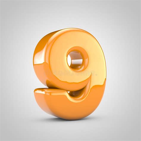 Number 97 3d Orange Glossy Number Isolated On White Background Stock