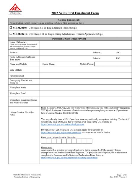 Fillable Online 2022 Skills First Enrolment Form Fax Email Print