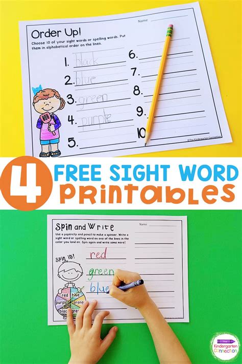 Free Sight Word Printable Games - The Kindergarten Connection