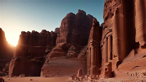 Una Escena Del Desierto Con Un Monumento En Medio Del Desierto Foto