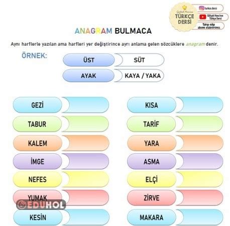 Anagram Bulmaca Eduhol Etkinlik İndir Oyun Oyna Test Çöz Video İzle