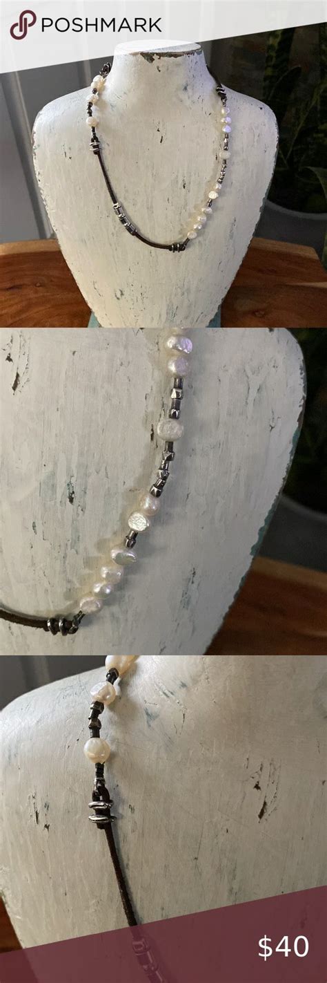 Silpada Pearl Silver Leather Necklace 8 Inches Long Silpada Jewelry