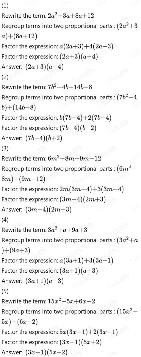 Solved Practice Task 3 Factor The Following Trinomials 1 2a 2 11a 12 2 7b 2 10b 8 3 6m 2 M