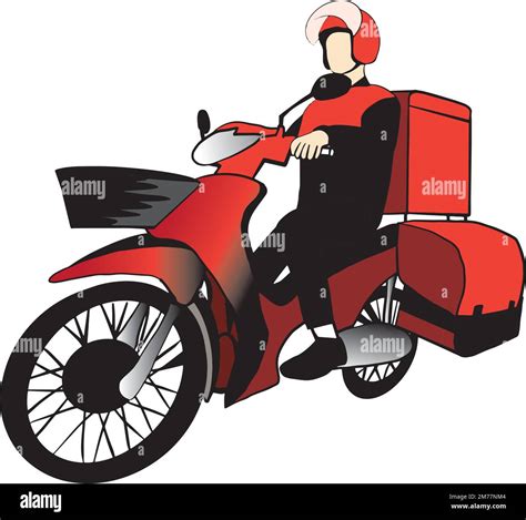 Delivery Man Illustration Riding A Green Scooter Vector Food Delivery