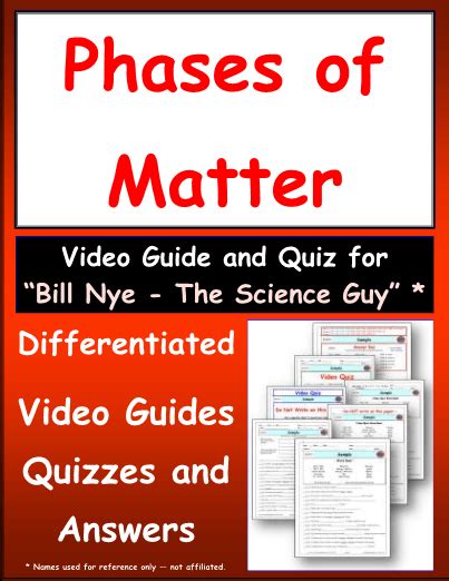 Phase Of Matter Worksheet Worksheet For Bill Nye Phases Of Matter Video Differentiated