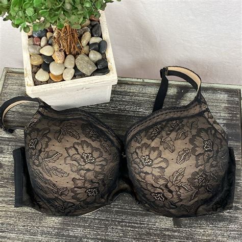Cacique Black Nude Modern Lace Balconette Bra DDD Gem