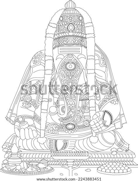 Karpaga Vinayagar Line Art Stock Vector Royalty Free