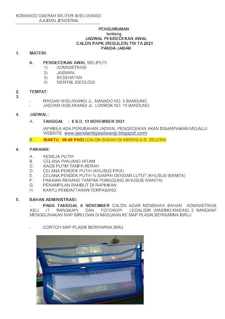 PENGUMUMAN AJENDAM III SILIWANGI November 2021