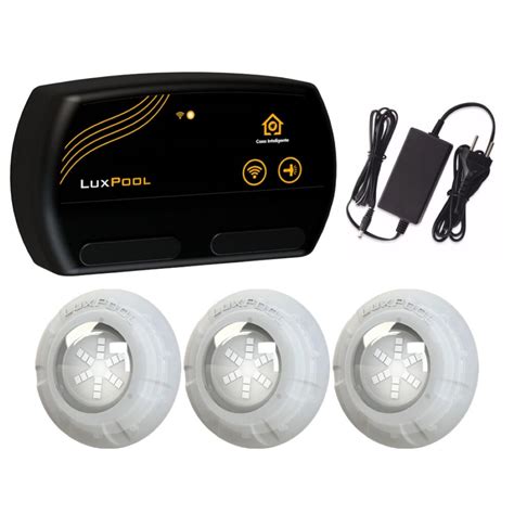 Kit 3x LED RGB 9W ABS Piscina Comando Wifi Alexa Luxpool