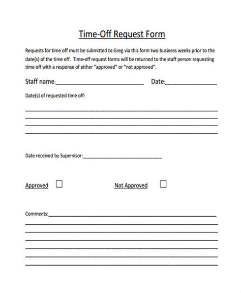 Paid Time Off Form Template | DocTemplates