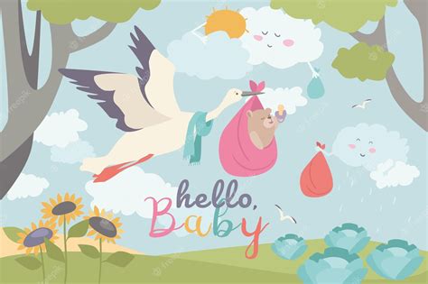 Premium Vector Hello Baby Concept Background