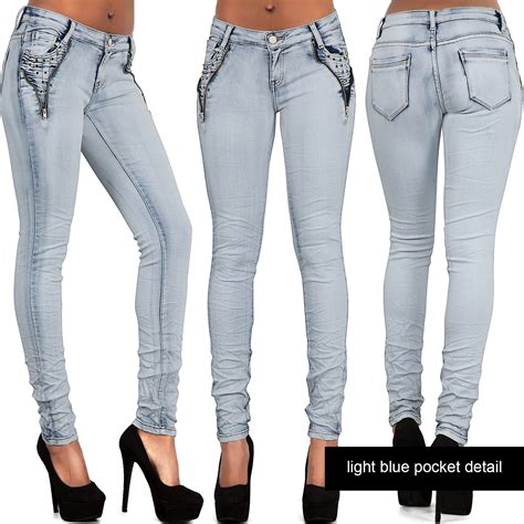 New Ladies Sexy Low Rise Faded Blue Skinny Jeans Slim Fit Stretch Pant Size 6 14 Ebay