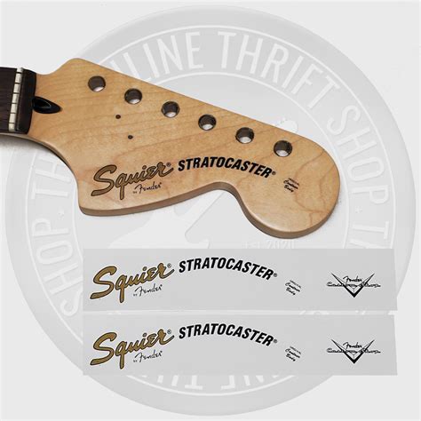 2 Fender Squier Strat Style Waterslide Decals For Headstock Custom Shop Logo Ebay