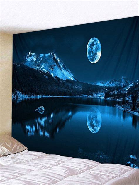 Photo Gallery Moon Light Mountain Lake Print Tapestry