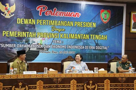 Setda Prov Kalteng Ketua Wantimpres Ekonomi Berbasis Digital