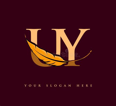 Initial Letter UY Logo With Feather Company Name Simple And Clean