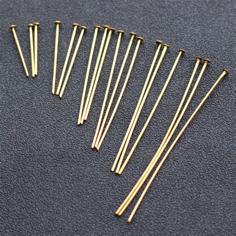 200pcs 16 80mm Raw Brass Flat Round Head Headpin Head Pins T Etsy