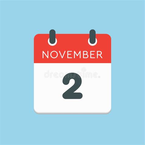 Calendar Icon Day 2 November Template Icon Day Stock Vector