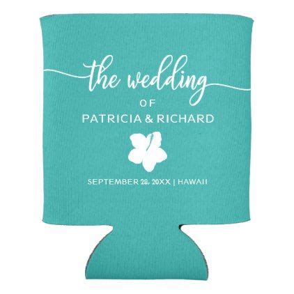 A Can Cooler With The Words The Wedding Of Patrick And Richard Written