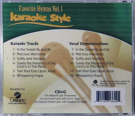 Favorite Hymns Volume 1 Christian Karaoke Style New Cd G Daywind 6 Songs 614187136225 Ebay