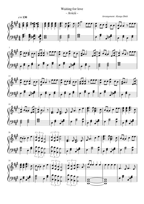 Avicii Waiting For Love Piano Sheet Music For Piano Solo