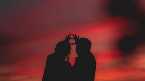 wallpaper couple, heart, silhouettes, hands, love HD : Widescreen ...