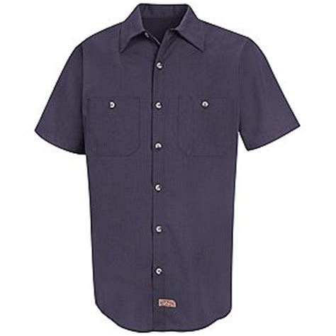 Men S Short Sleeve Geometric Micro Check Work Shirt OCCUPATIONAL APPAREL