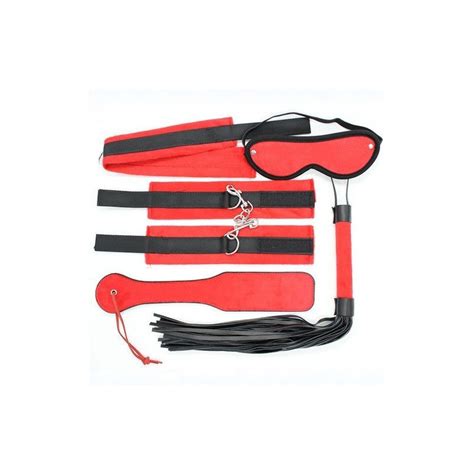 Bondage Kit Rosso Fetish Set Frusta Manette Collare Maschera Sexy