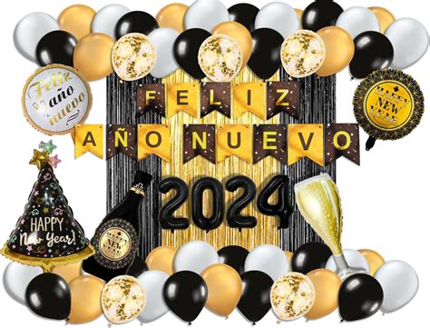 Kit Globos Decoración para Fiesta de Año Nuevo 2024 Amazon mx