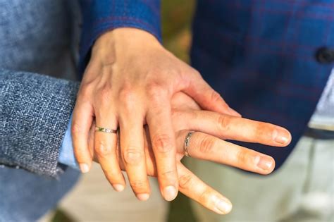 Premium Photo Detail Of Very Happy Gay Bride And Groom Showing The Ring At The Ceremony