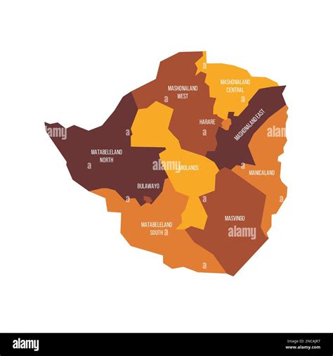 Zimbabwe political map of administrative divisions - provinces. Flat ...