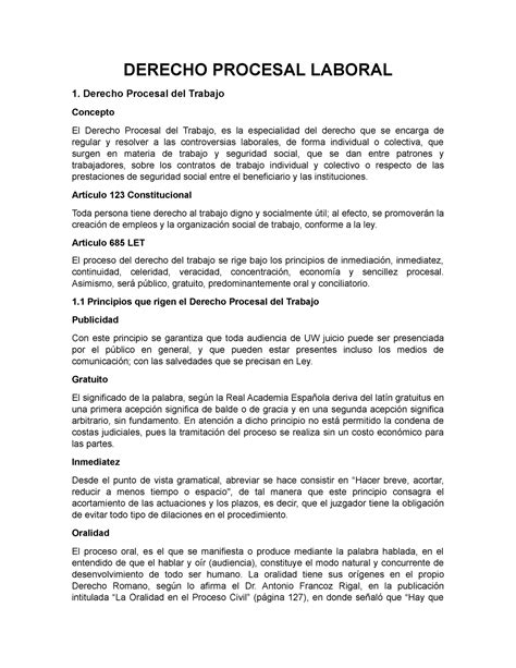 Derecho Procesal Laboral Apuentes Derecho Procesal Laboral