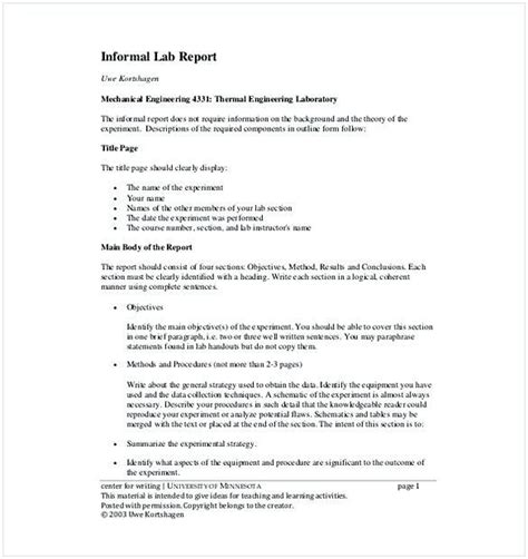 Engineering Lab Report Template 6 Templates Example Templates Example Lab Report Lab