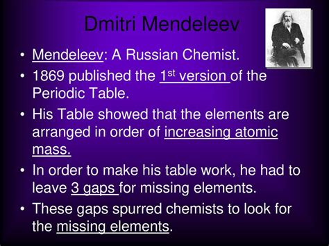 The Periodic Table Dmitri Mendeleev Ppt Download