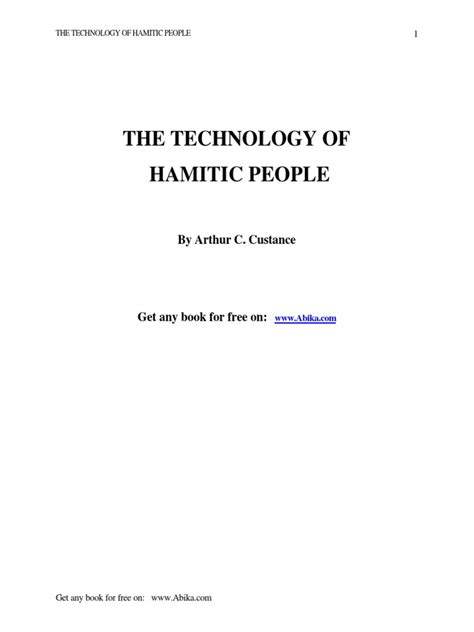 Technology of Hamitic People | PDF | Noah | Ham (Son Of Noah)