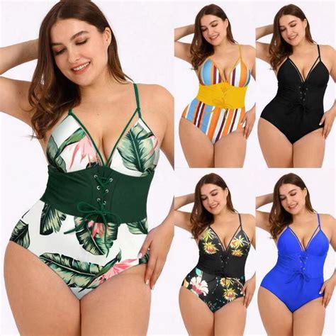 New Style Large One Piece Swimsuit Suspender Colorful Plus Size Hot Sexy Bikini China Ins