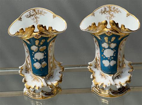 Proantic Paire De Vases Cornet En Porcelaine De Paris Xix Me