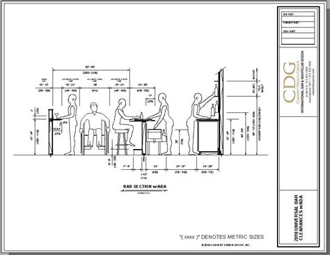 standard bar height dimensions